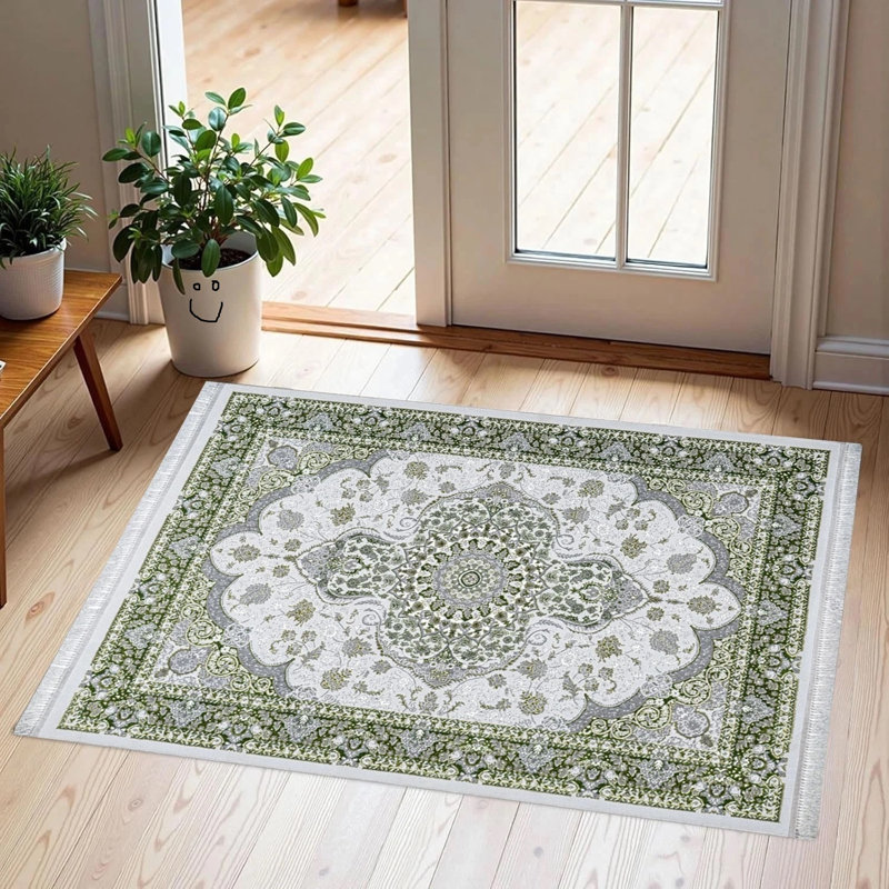 Floral and Oriental Doormat, Green, 80cm W x 150cm L