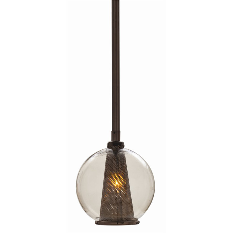 Caviar 1 - Light Single Globe Pendant, Polished Nickel/Clear, 23" H x 14" W x 14" D