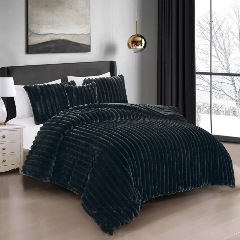 Ensemble d'édredon de luxe Oliver Fury, Édredon pour grand lit + 2 taies décoratives pou, Rose