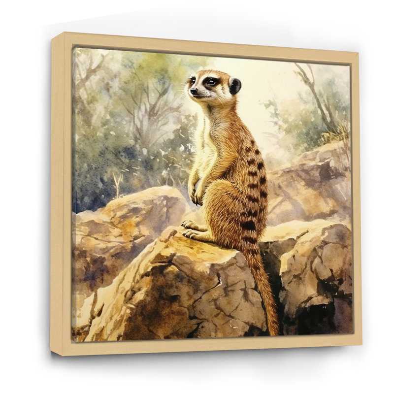 Suricate II, impression sur toile, 24" H x 24" W, Cadre naturel flottant