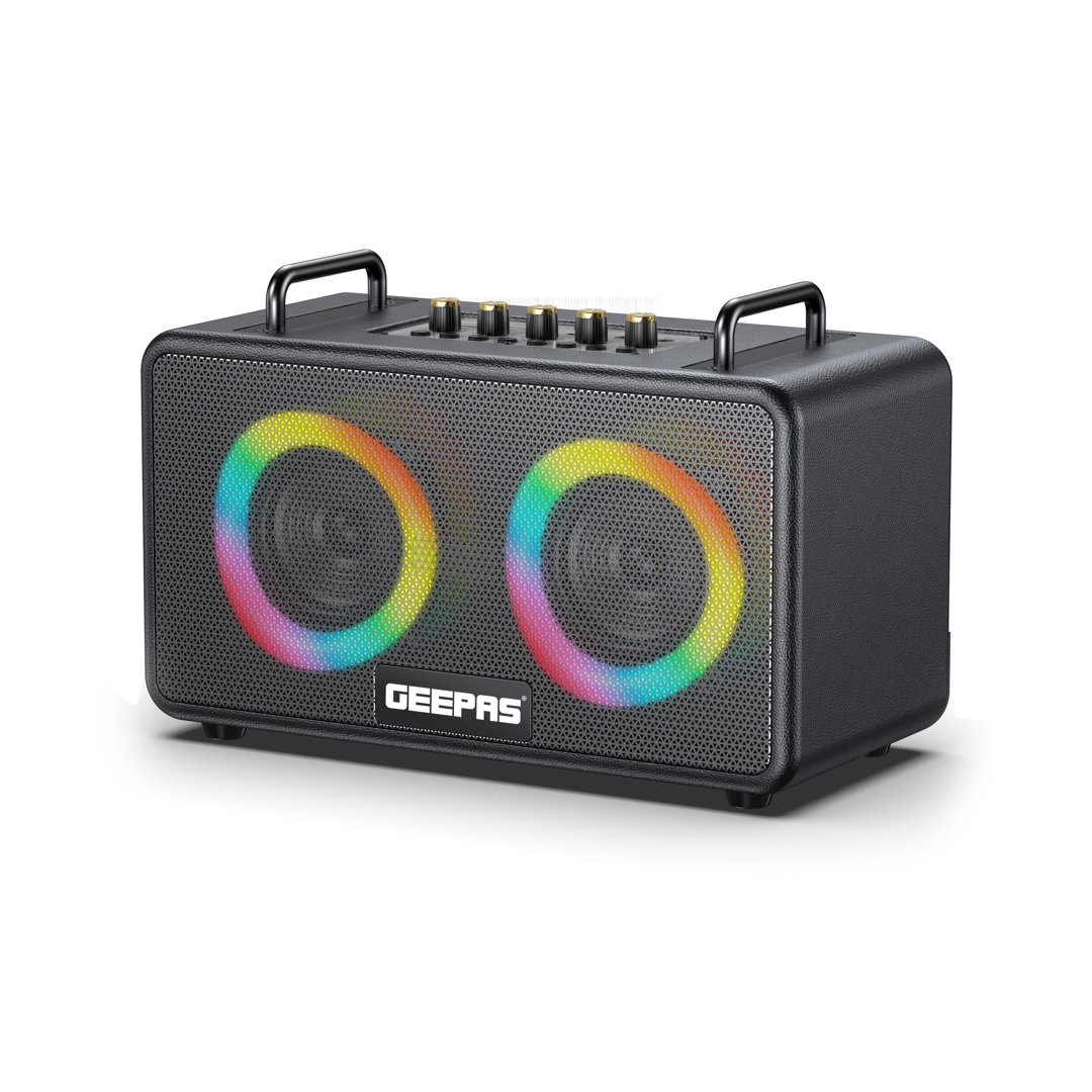 GEEPAS Karaoke Machine | Portable Bluetooth Speaker with UHF Wireless Microphone | Strong Bass RGB Lights BT5.3 USB/TF/AUX/FM/TWS | 6H Playtime IPX4 W