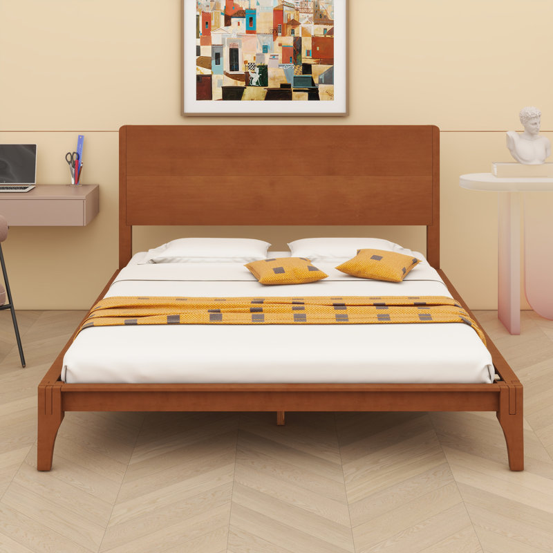 Lit plateforme Bamboo Wood, Grand lit, Brun