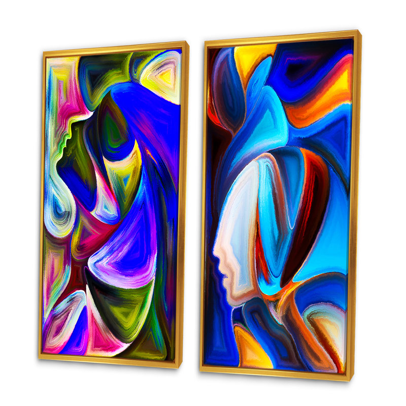 «Spirit Composition II», ensemble de 2 impressions sur toile, H 40 po x l 40 po x P 1 po, Cadre flottant doré