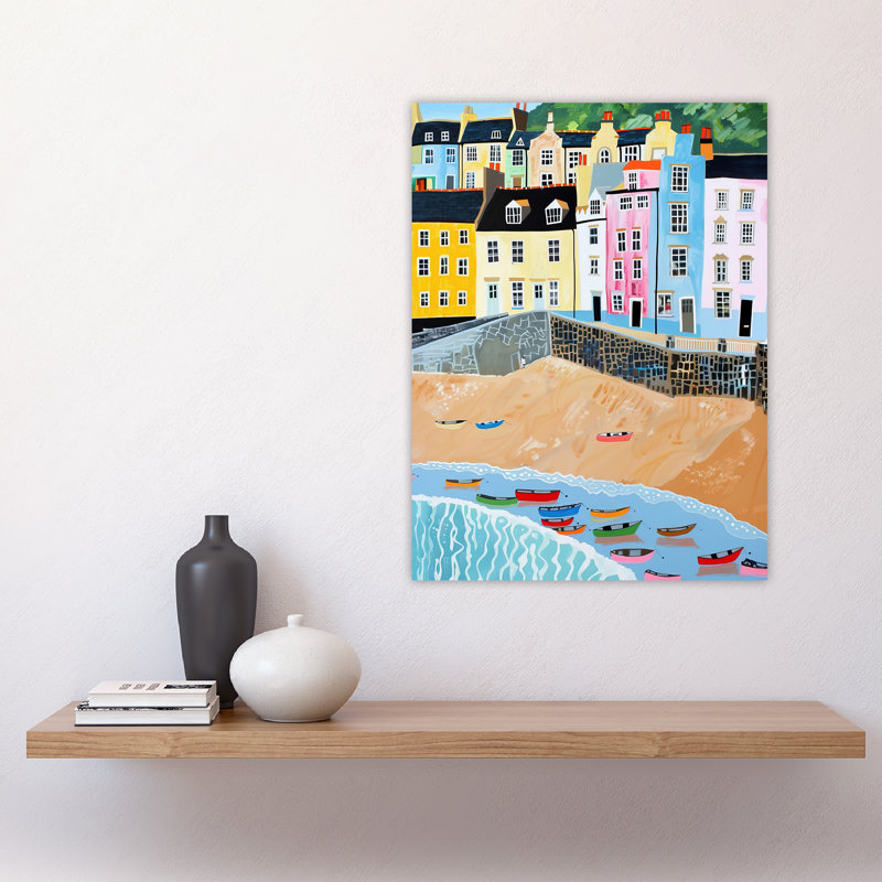 Tenby Beach Harbour Coastal Townscape Wall Art Print