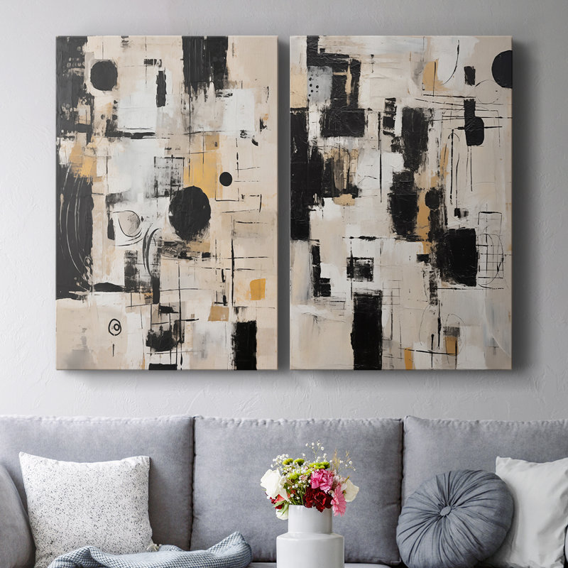 ABSTRACT Series CECXCIV - Toile tendue avec châssis de qualité supérieure - Prêt à être accroché, H 18 po x l 24 po
