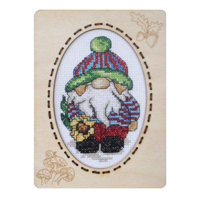 Kit de broderie au point de croix Gnomes Tournesol avec cadre en contreplaqué par Orchidea 6660
