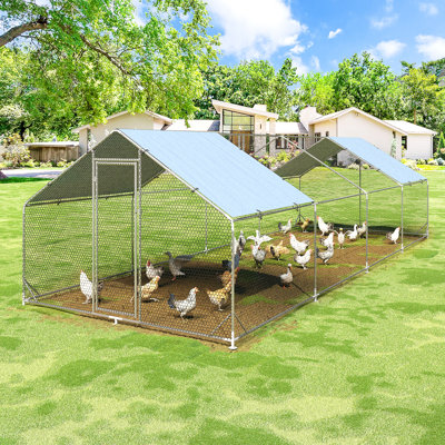Extra Large Metal Chicken Coop Walk-In Poultry Cage Pen Rabbit Duck Habitat Cage Hen Run House With Waterproof&Anti-UV Cover For Outdoor Backyard Farm -  Tucker Murphy Pet™, FF959DBAA672493682FF9ECCD54E3030
