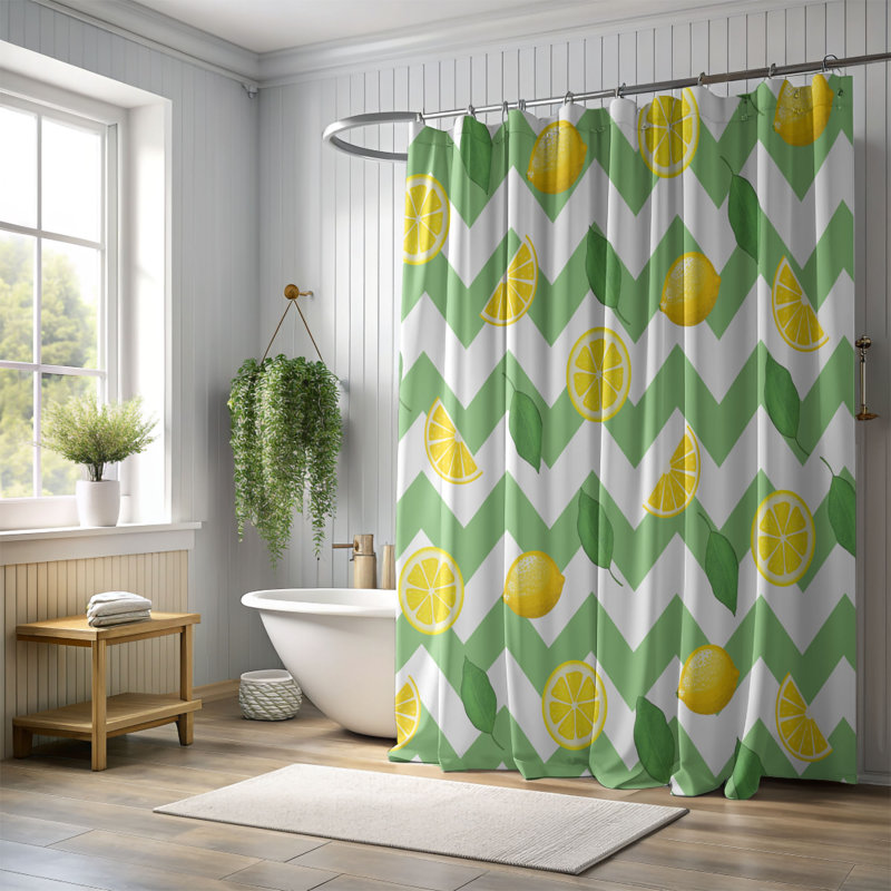 Rideau de douche standard 1 pièce Refreshing Lemons, H 74 po x l 71 po