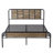 Kempst Queen Size Bed Frame with Wood Headboard and Footboard, Industrial Rustic Queen Metal Platform Bed with Heavy-duty Slats Support, No Box Spring Needed, Slate Gray-1313203533-1227897886