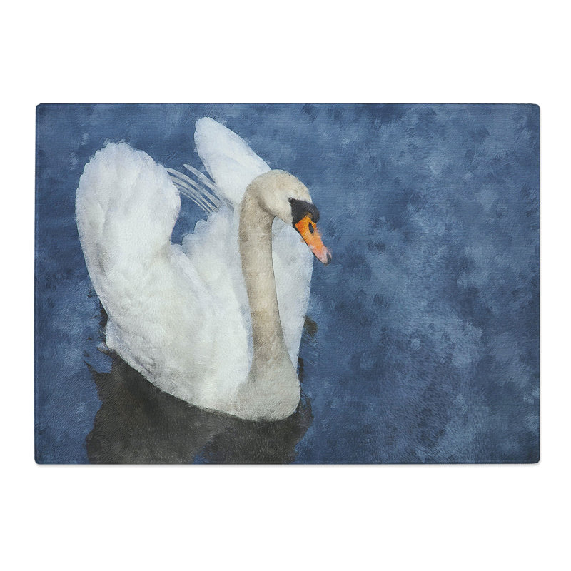 White Swan Vol.2 Painting Chopping Board, 0.4cm H x 20cm W x 28.5cm L