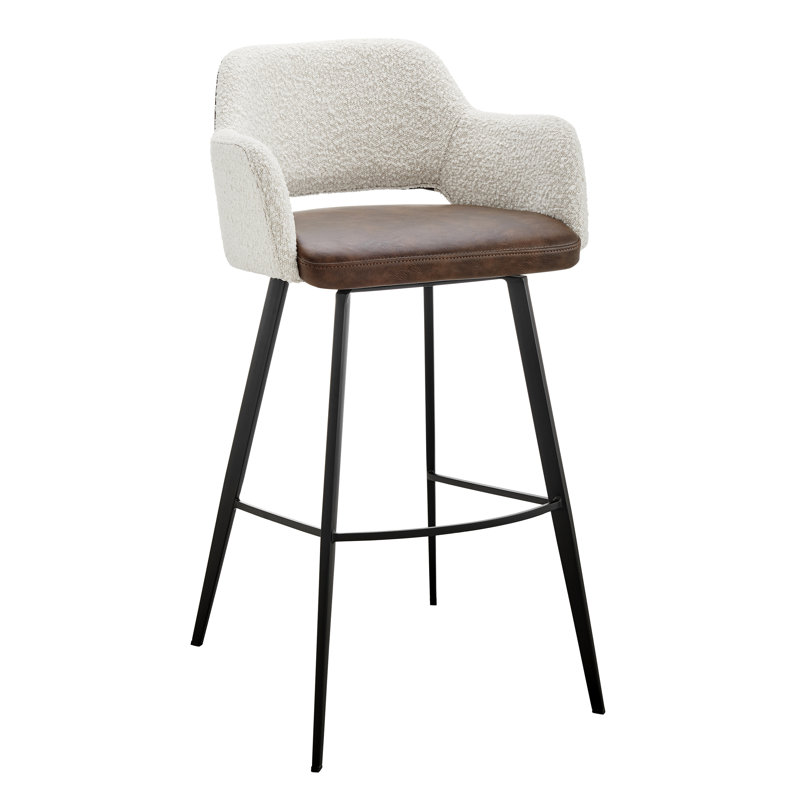 Tabouret de bar et de comptoir Ivonne, Tabouret de bar (siège d'une hauteur de 29,34 po), Similicuir brun clair