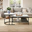 80Cm Modular Coffee Table Set (Set Of 2), Interlocking Round Side Table & Rectangular Table With Shelf, Gold & Black-848661956