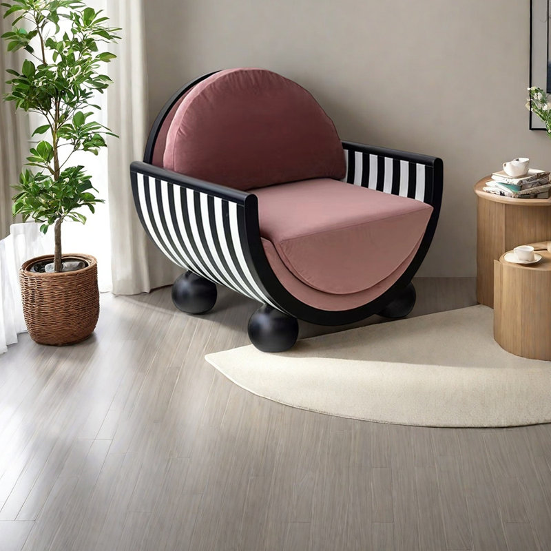 Light luxury style casual chair, Pink Velvet