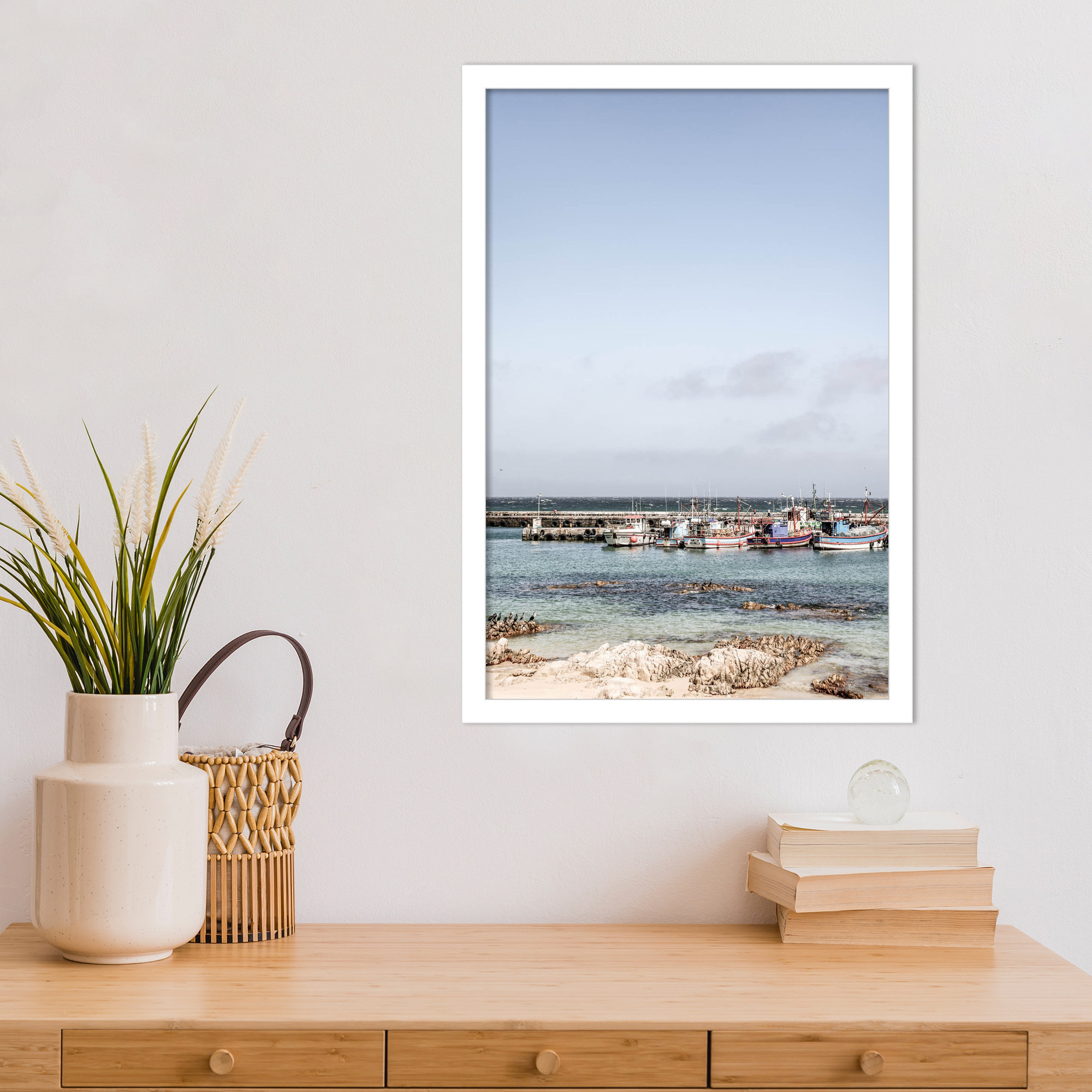 Kalk Bay Beach by Shot by Clint Wood Framed Wall Art Print, White, 21" H x 15" W