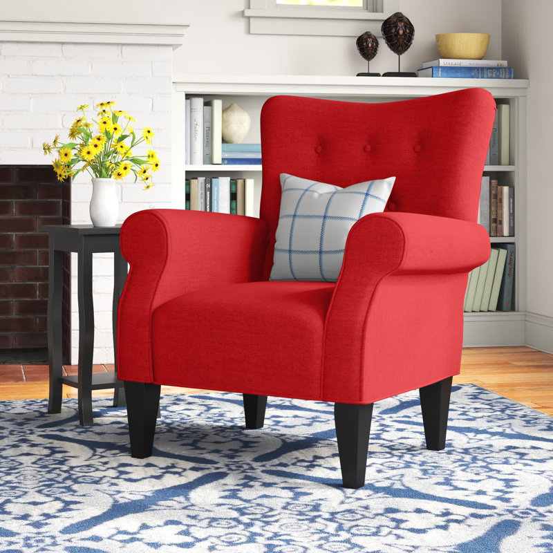 Euart 76.2Cm Wide Tufted Polyester Armchair, Lipstick Red Polyester