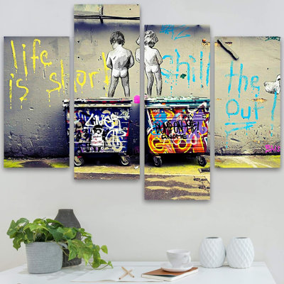 Pop Urban Street Banksy Life Is Short Graffiti 4 pièces