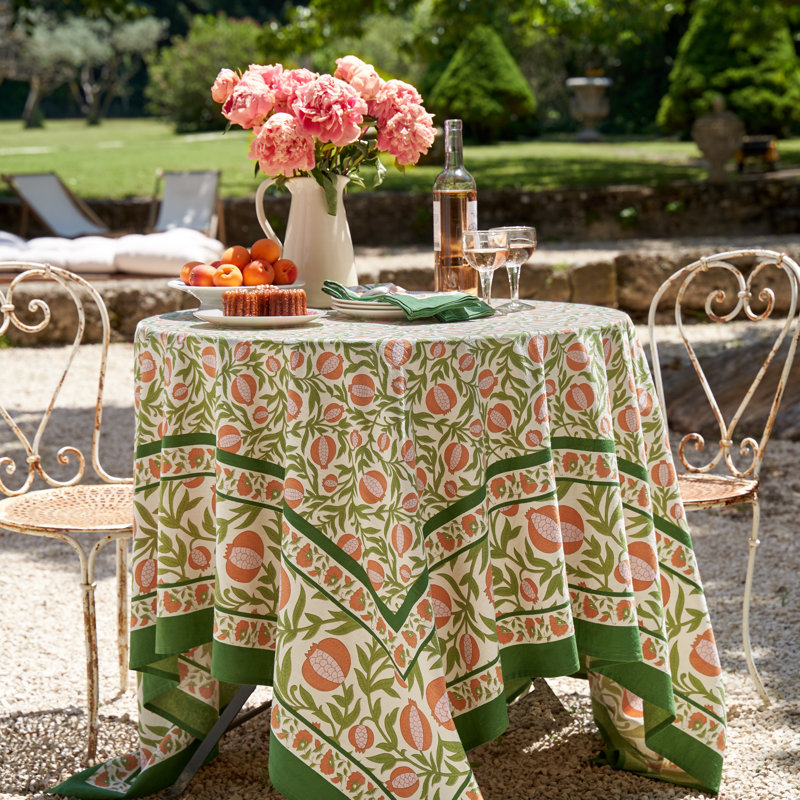 Williston Handmade Floral Tablecloth, Orange/Green