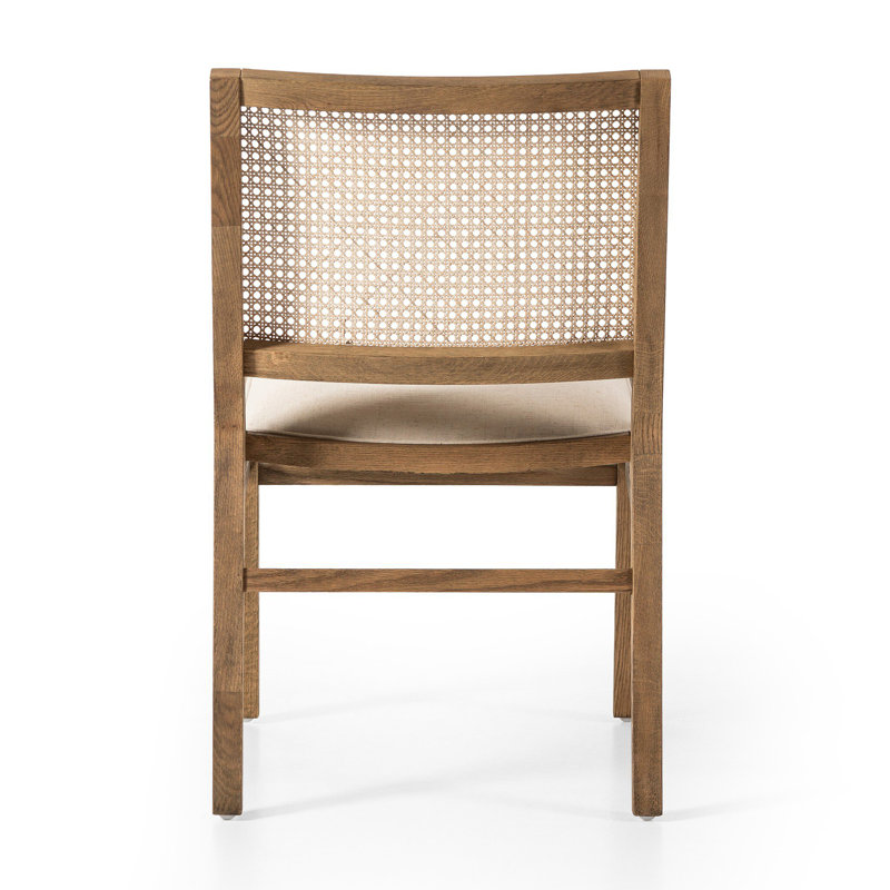 Sage Upholstered Dining Chair, Cream Flax Polyester Blend, Toasted Oak