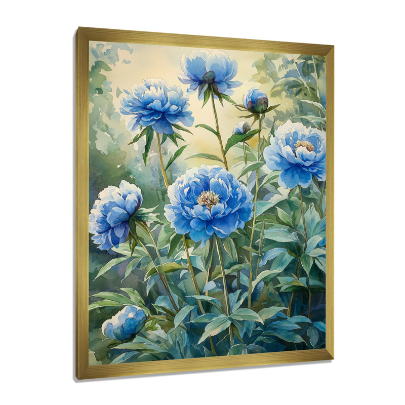 Albertine - Art mural sur toile à motif floral, H 32 po x l 16 po, Impression d'un seul cadre photo, Doré