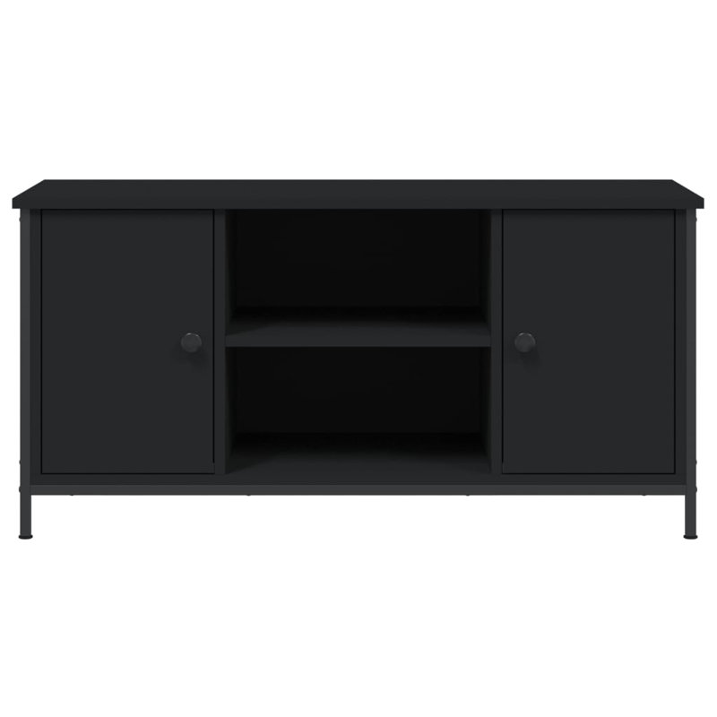 vidaXL TV Cabinet Engineered wood, Iron 39.4 x 15.7 x 19.7 in, Black