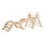Pikler triangle climbing set in natural wood featuring a connected arch, ladder, and ramp.