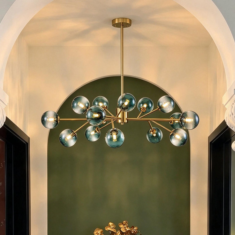 Burness 15-Light Metal and Glass Linear Sputnik Chandelier, Gold