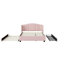 Lit plateforme tapissier avec tête de lit à oreilles, couleur rose - sans sommier, 2 tiroirs et lit gigogne simple pour l'organisation et le style de la chambre à coucher