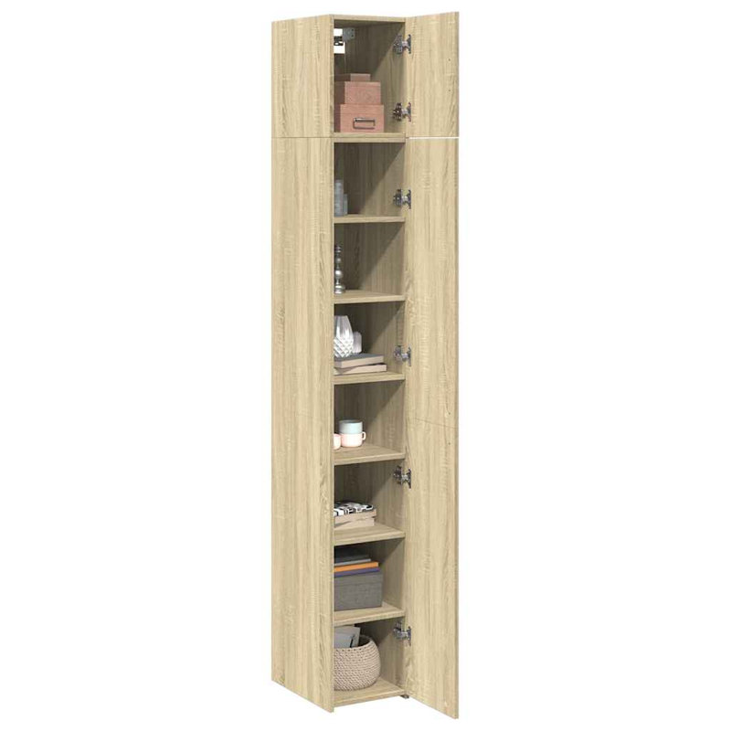 17 Stories Slim Storage Cabinet Engineered Wood, 225cm H x 30cm W x 42.5cm D, Sonoma Oak
