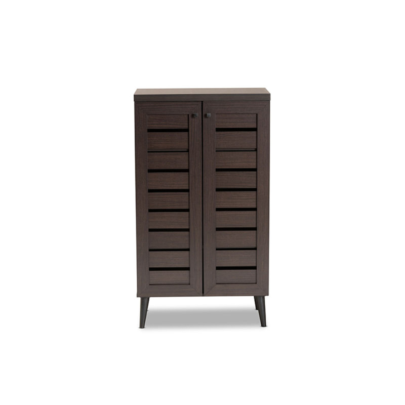 8 Pair Shoe Storage Cabinet, Dark Brown