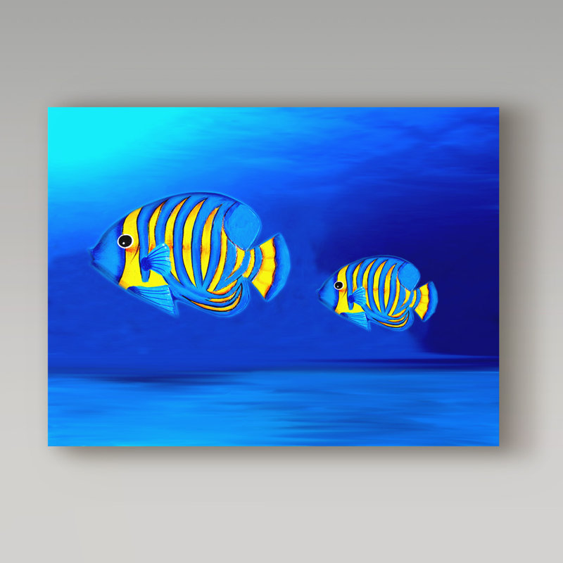 « color fishs », reproduction de peinture à l’huile sur toile tendue, H 18 po x l 24 po