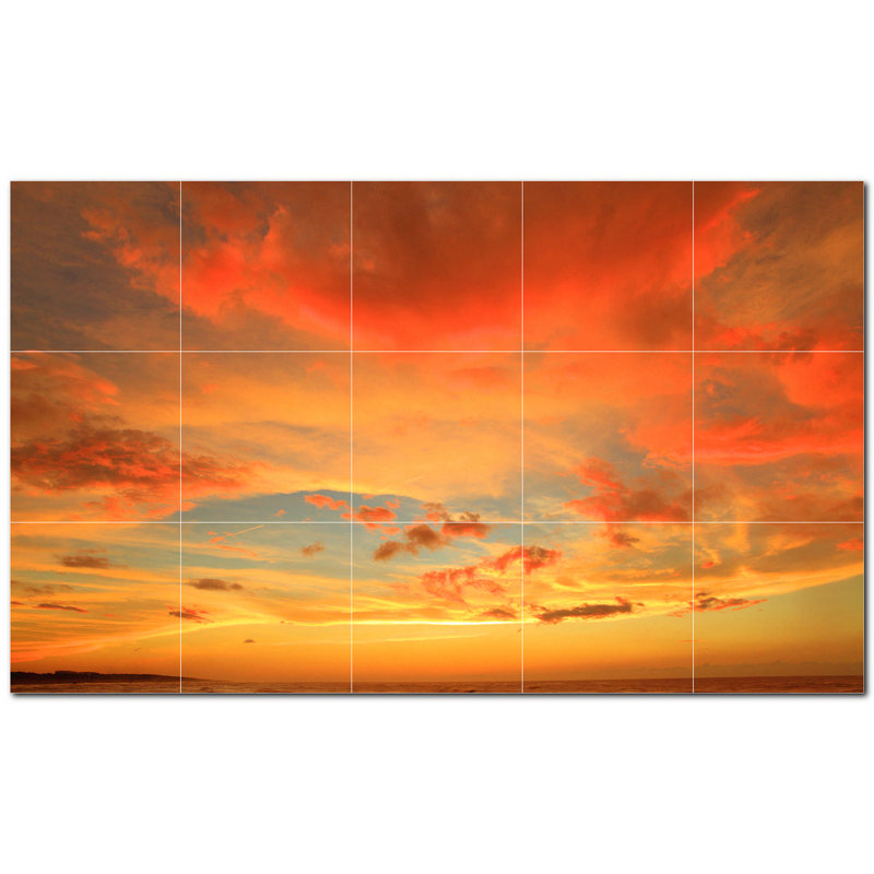 Murale décorative en céramique 12 po x 12 po Sunset