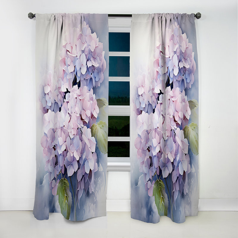 Hydrangea mauve Graceful Whispers - rideau hydrangea - rideau occultant à motif floral - 1 panneaux, L 52 po x L 120 po