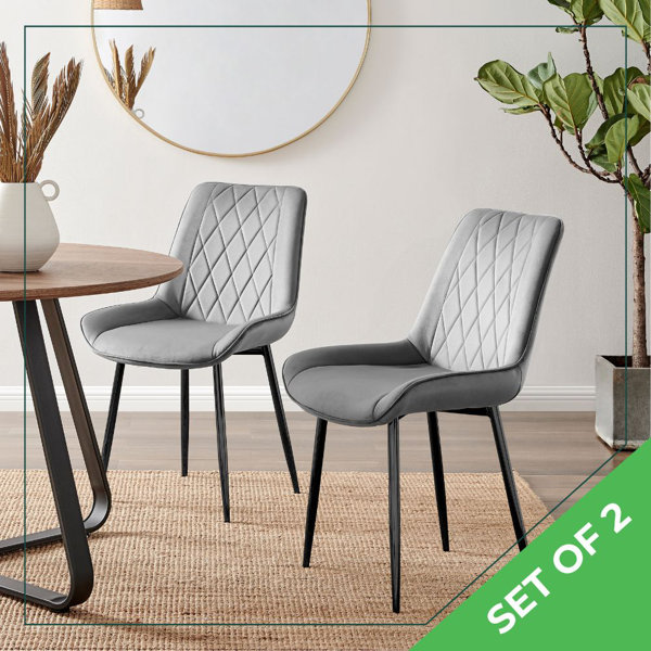 Canora Grey Palermo Velvet Modern Dining Chairs with Tapered Metal