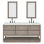 Meuble-lavabo de comptoir en marbre blanc de 72 po en chêne gris avec robinet et miroir Anslem-793945057-793945059