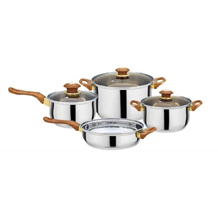 J&V Textiles 7-Piece Stainless Steel Pots and Pans Kitchen Cookware Set, Silver