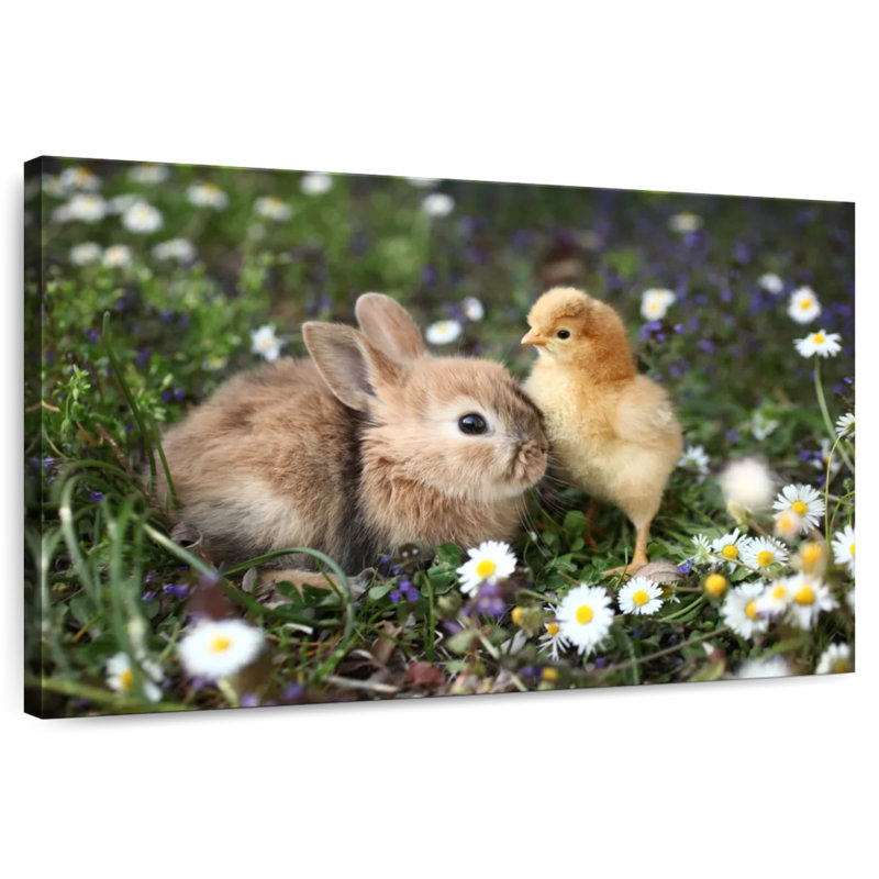 Cute Animals With Chamomile, 30" H x 45" W
