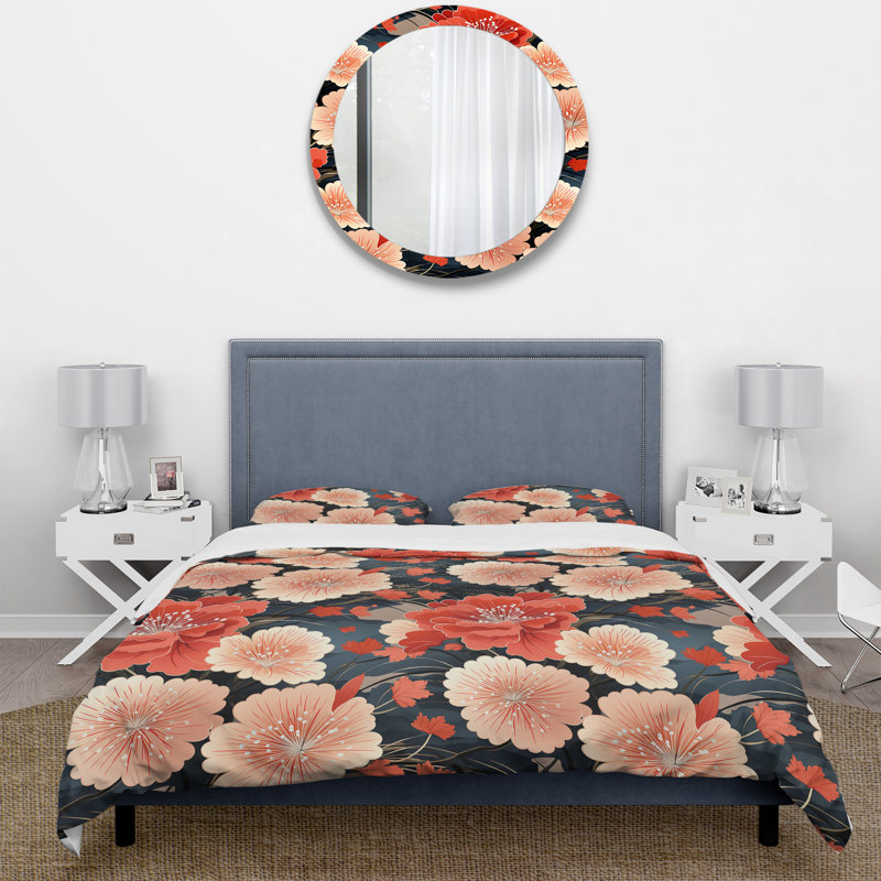 Ensemble de housse de couette Red Geisha, Housse de couette simple + 1 taie décorative stan
