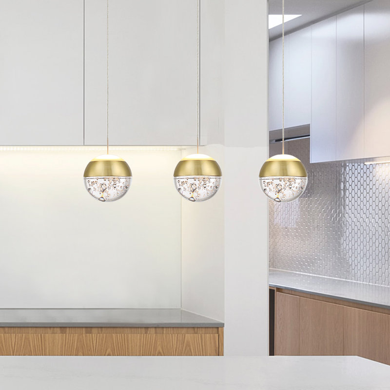 Detrevion 1 - Light LED Single Pendant, Brushed Gold