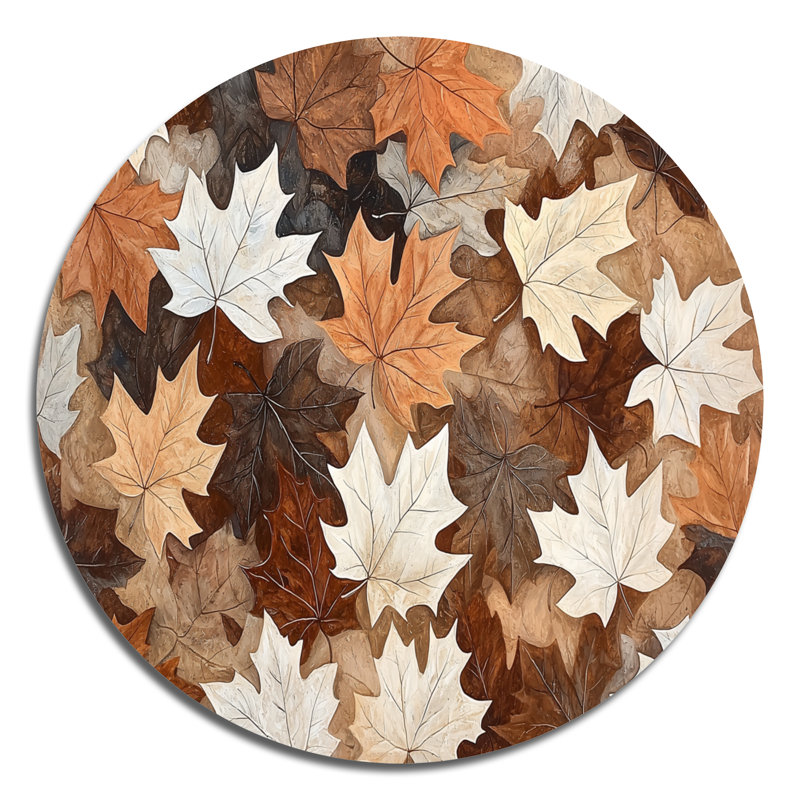 Fallen Leaves Canada - art mural rond en métal botanique, feuilles et feuillage, H 23 po x l 23 po