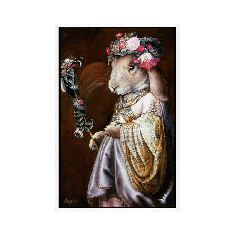 Floral Op by Melinda Copper - Painting on Canvas, White Framed, 101.6 cm H x 66.04 cm W