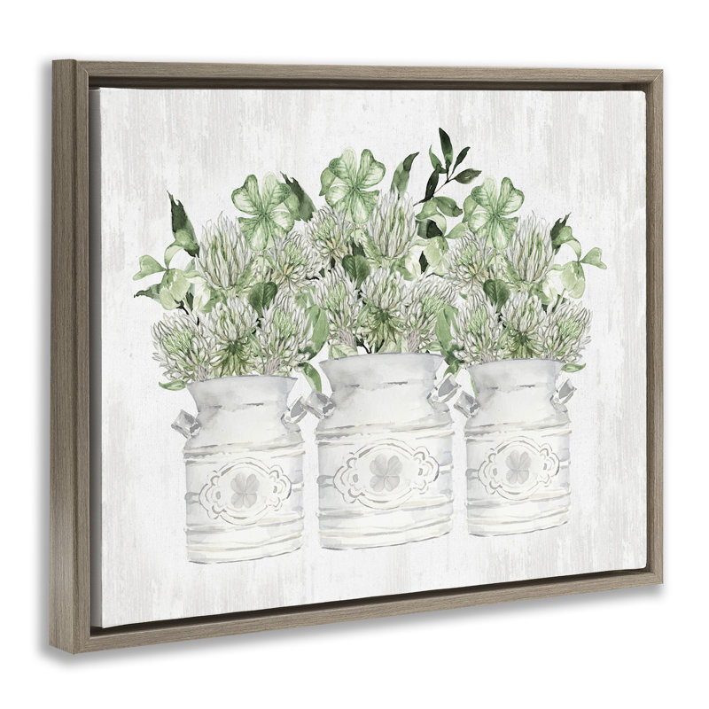 Bouquets rustiques de trèfle, 17" H x 21" W, Cadre flottant orme Montalcino