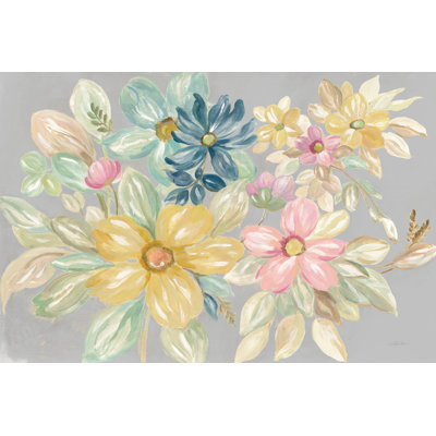 June Bloom Gray by Silvia Vassileva - Wrapped Canvas Painting