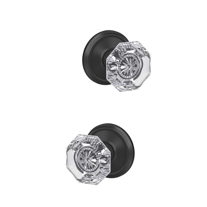 Custom Alexandria Hall-Closet and Bed-Bath Glass Knob with Alden Trim, Matte Black