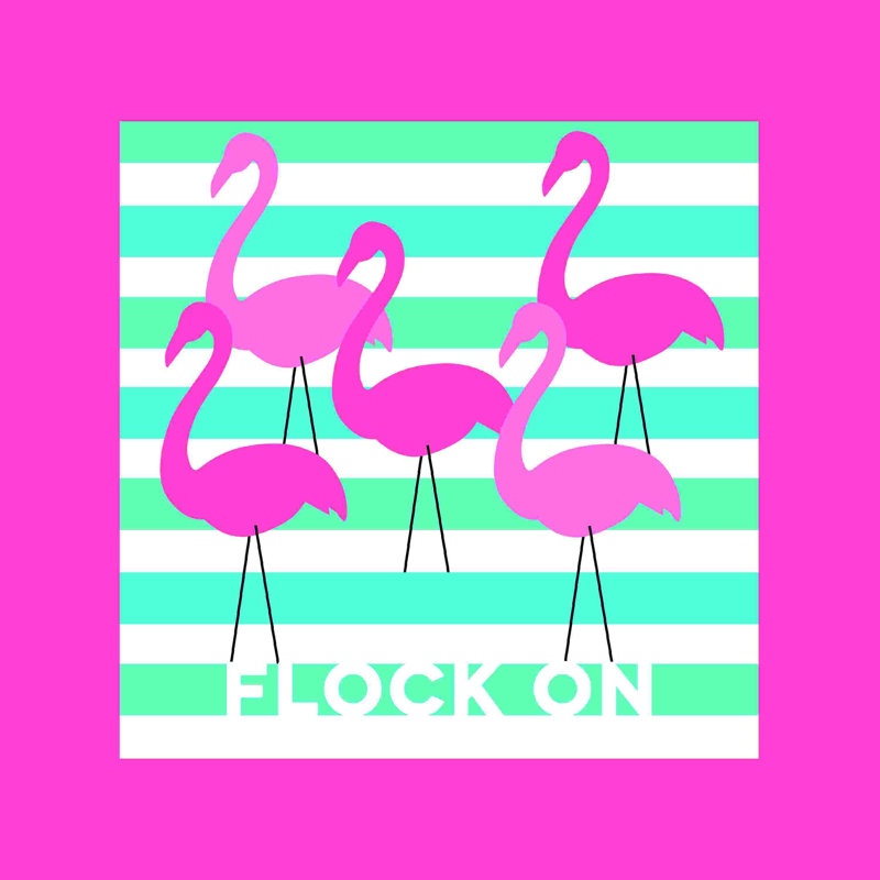 Troupeau de flamants roses, H 12 po x l 12 po