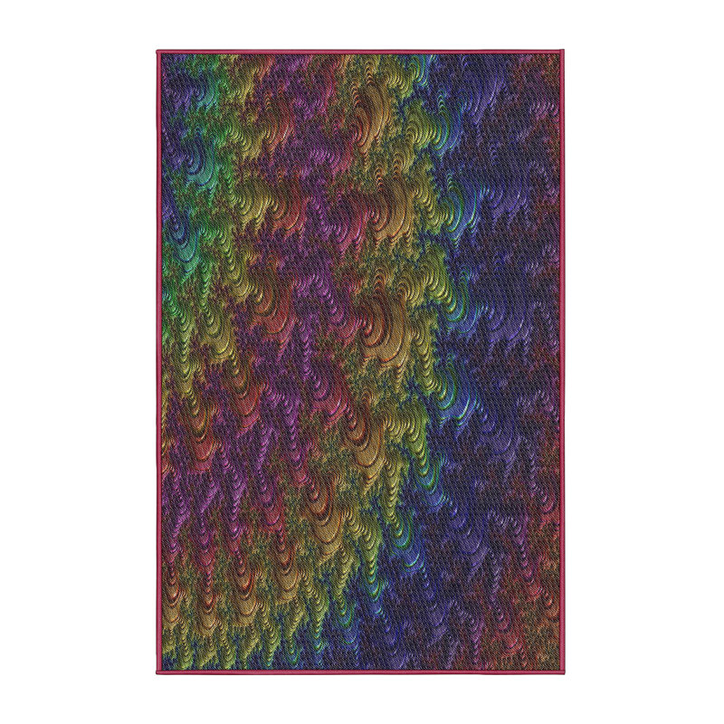 Tapis jaune/bleu/rouge tissé à la machine, Rectangle 2 pi x 4 pi