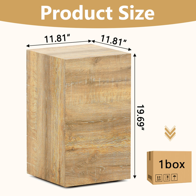End Table, Modern Small Coffee Table, Rectangular Shape Side Table, Accent Table, Brown, 19.6" H x 11.8" L x 11.8" W