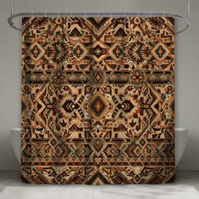 Rideaux de douche complexes à motif aztèque extra long