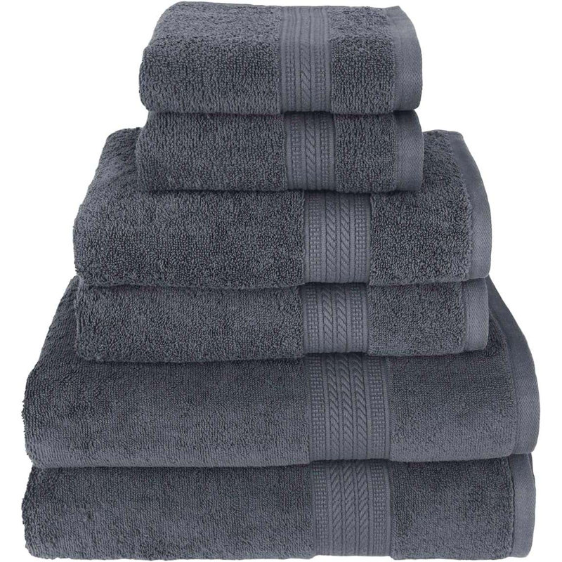 Dulcia 6 Piece Bundle 100% Cotton Multi-Size Set Luxury Pack, Dark Gray