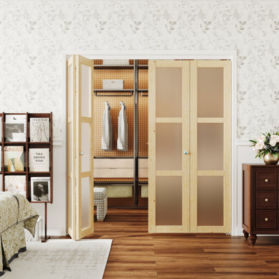 Porte pliante en bois manufacturé 3-Lite