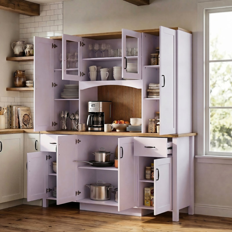 66.9"W Kitchen Pantry Cabinet Buffet Table
